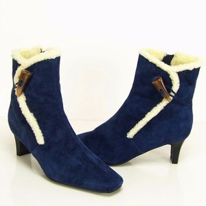 A.J.VALENCI  Women's  Drk Blue Suede 2" Heel Booti
